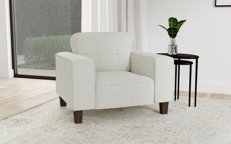 Deerhurst Beige Upholstered Tufted Track Arm Accent Chair by Coaster at Eve Furniture