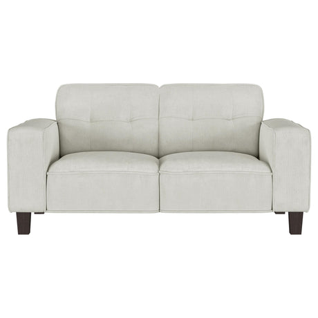 Deerhurst Beige Upholstered Tufted Track Arm Loveseat by Coaster at Eve Furniture
