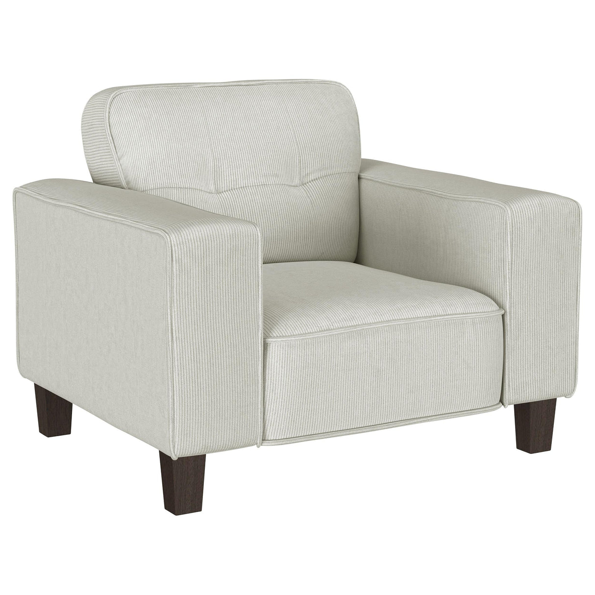 Deerhurst Beige Upholstered Tufted Track Arm Accent Chair