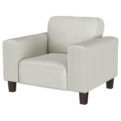 Deerhurst Beige Upholstered Tufted Track Arm Accent Chair