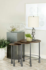 Deja 3-Piece Round Nesting Table Natural/Gunmetal