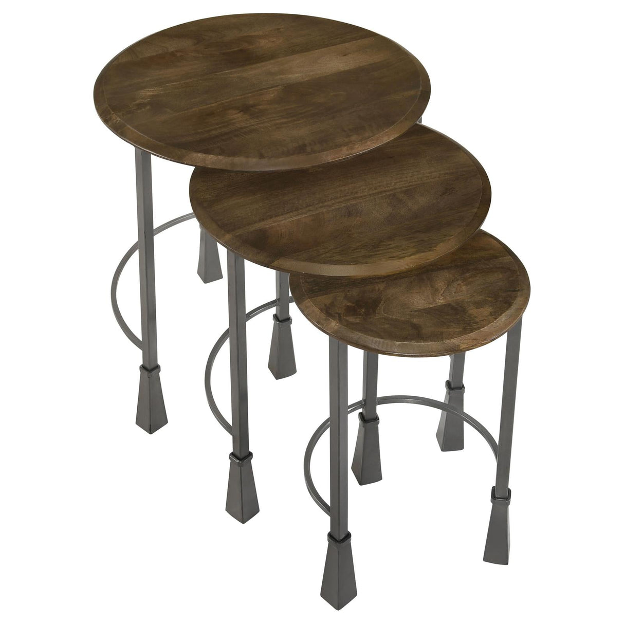 Deja 3-Piece Round Nesting Table Natural/Gunmetal