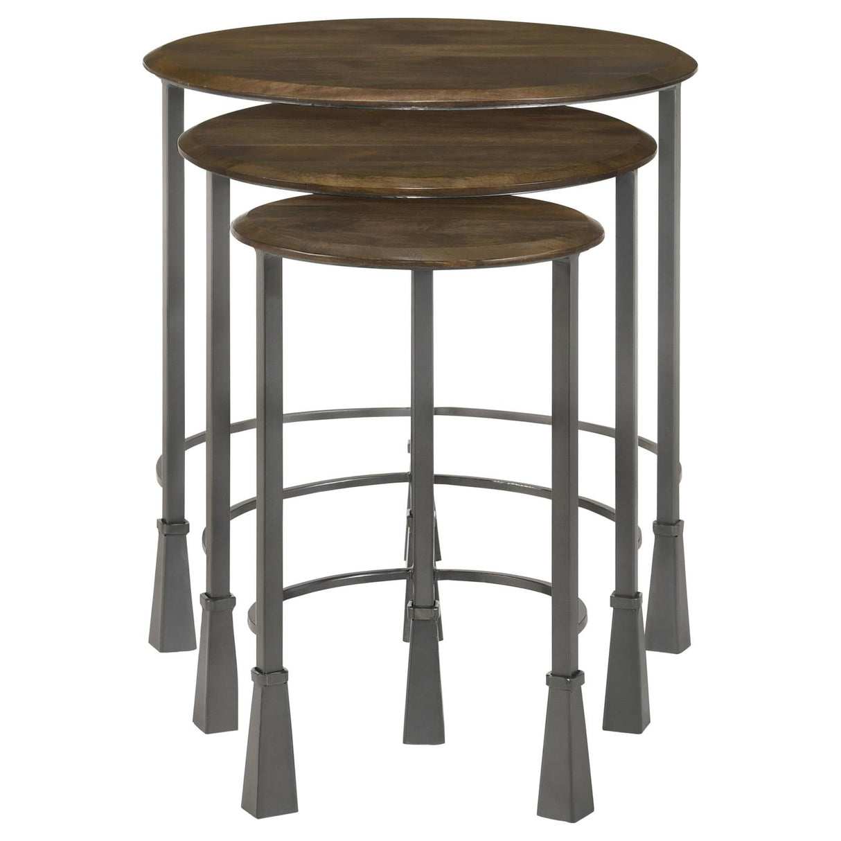 Deja 3-Piece Round Nesting Table Natural/Gunmetal