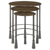 Deja 3-Piece Round Nesting Table Natural/Gunmetal