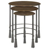 Deja Natural and Gunmetal 3-Piece Round Nesting Table by Coaster at Eve Furniture