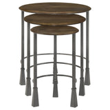 Deja Natural and Gunmetal 3-Piece Round Nesting Table by Coaster at Eve Furniture