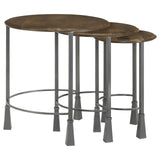 Deja Natural and Gunmetal 3-Piece Round Nesting Table by Coaster at Eve Furniture