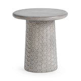 Delaine Light Gray Round Outdoor Accent Table by Classic Home at Eve Furniture