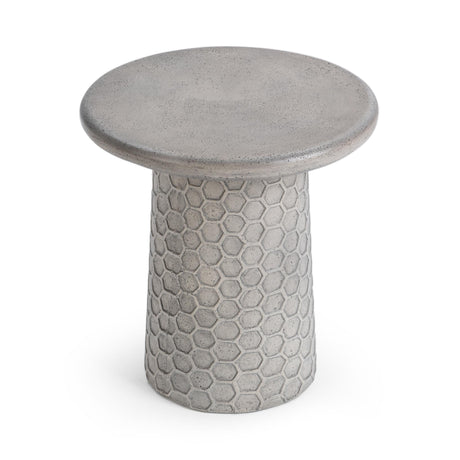 Delaine Light Gray Medium Round Outdoor Accent Table by Classic Home at Eve Furniture