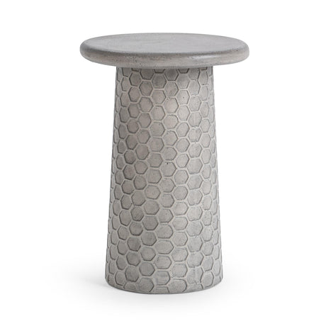 Delaine Light Gray Small Round Outdoor Accent Table by Classic Home at Eve Furniture