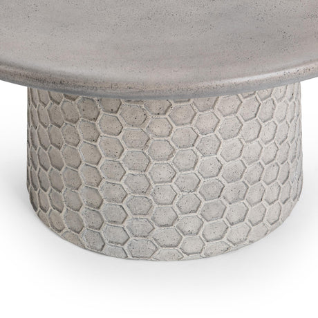 Delaine Light Gray 28" Round Outdoor Coffee Table by Classic Home at Eve Furniture