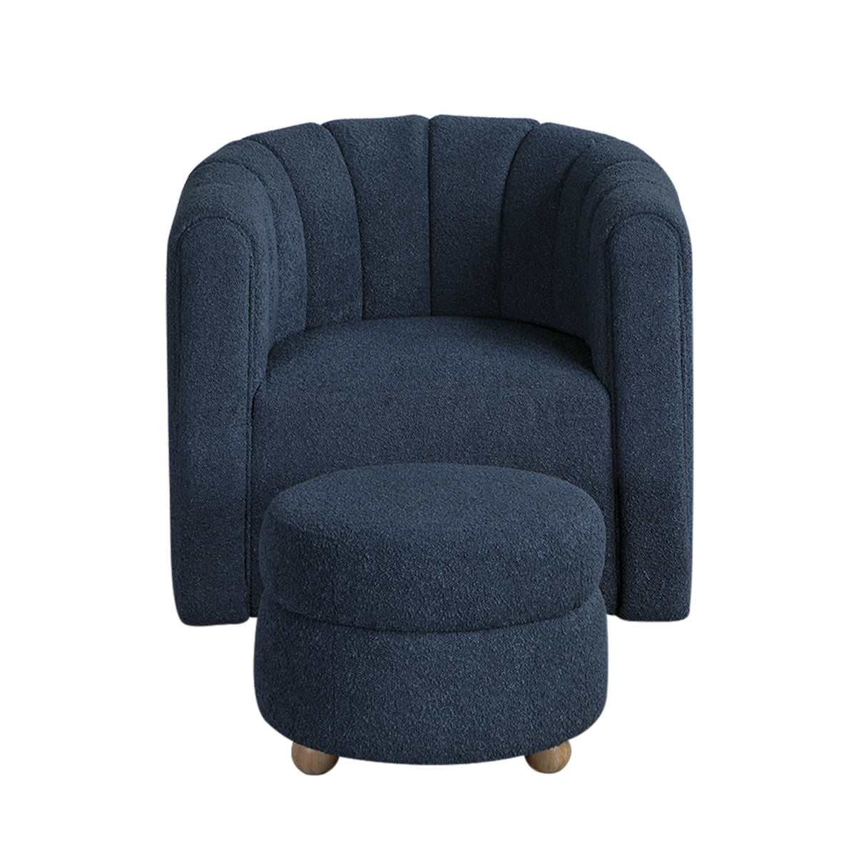 Delaney Blue Boucle Swivel Chair with Ottoman by Homelegance at Eve Furniture