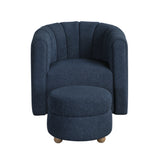Delaney Blue Boucle Swivel Chair with Ottoman by Homelegance at Eve Furniture