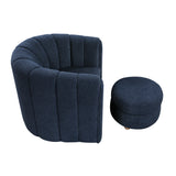 Delaney Blue Boucle Swivel Chair with Ottoman by Homelegance at Eve Furniture