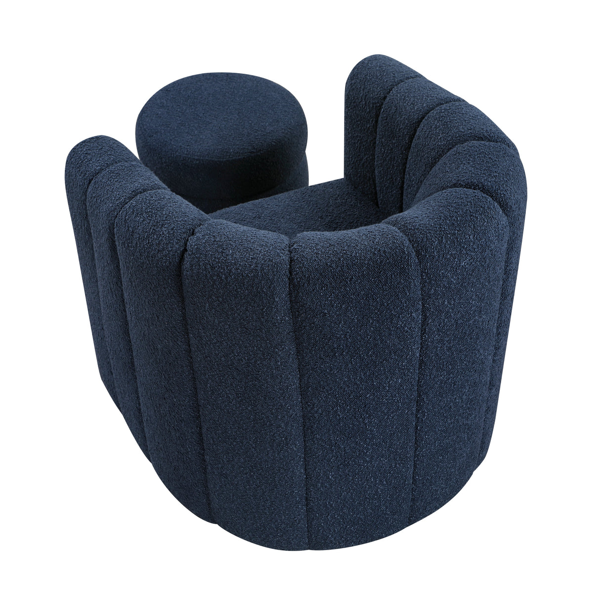 Delaney Blue Boucle Swivel Chair with Ottoman by Homelegance at Eve Furniture