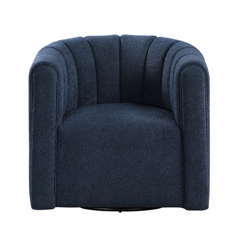 Delaney Blue Boucle Swivel Chair with Ottoman by Homelegance at Eve Furniture