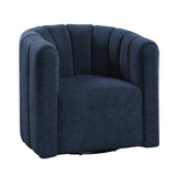 Delaney Blue Boucle Swivel Chair with Ottoman by Homelegance at Eve Furniture