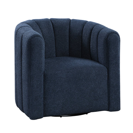 Delaney Blue Boucle Swivel Chair with Ottoman by Homelegance at Eve Furniture