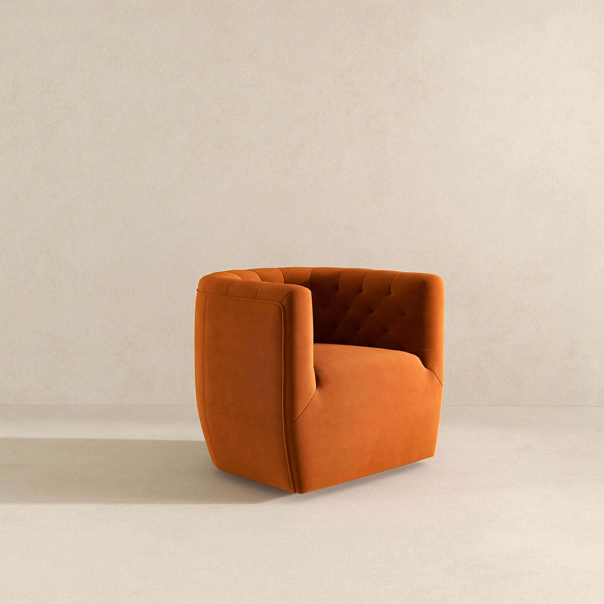 Delaney Burnt Orange Velvet Swivel Chair by Ashcroft Furniture at Eve Furniture