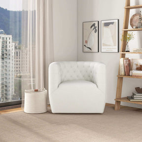 Delaney Cream Boucle Swivel Chair by Ashcroft Furniture at Eve Furniture
