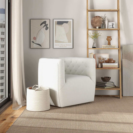 Delaney Cream Boucle Swivel Chair by Ashcroft Furniture at Eve Furniture