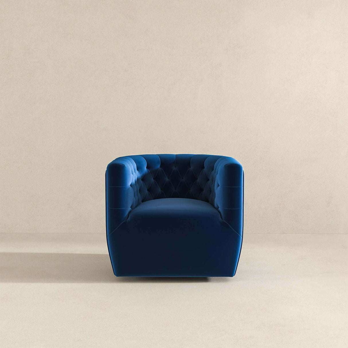 Delaney Dark Blue Velvet Swivel Chair by Ashcroft Furniture at Eve Furniture