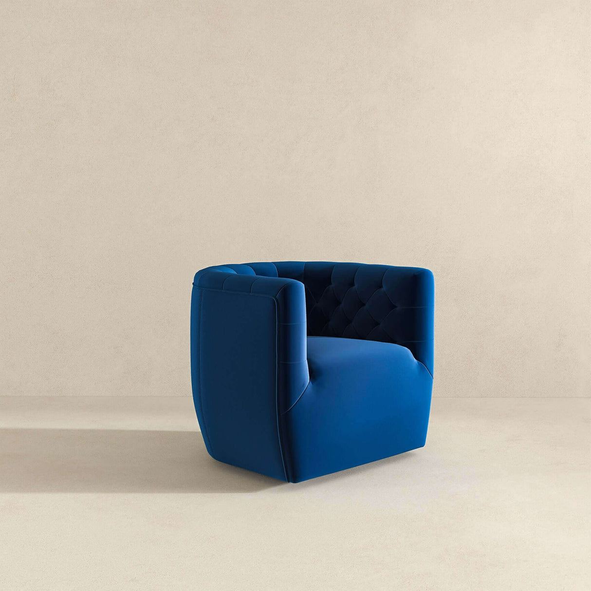 Delaney Dark Blue Velvet Swivel Chair by Ashcroft Furniture at Eve Furniture