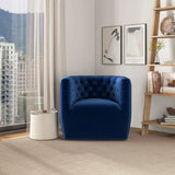 Delaney Dark Blue Velvet Swivel Chair by Ashcroft Furniture at Eve Furniture