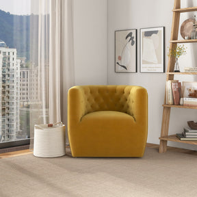 Delaney Gold Velvet Swivel Chair by Ashcroft Furniture at Eve Furniture