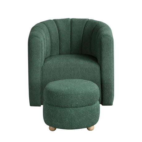 Delaney Green Boucle Swivel Chair with Ottoman by Homelegance at Eve Furniture