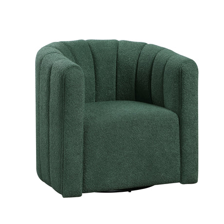 Delaney Green Boucle Swivel Chair with Ottoman by Homelegance at Eve Furniture