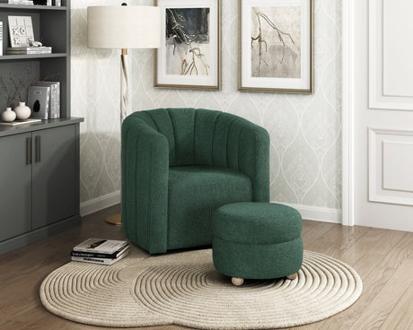 Delaney Green Boucle Swivel Chair with Ottoman by Homelegance at Eve Furniture