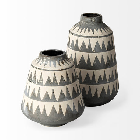 Delaney Large Gray Patterned Ceramic Vase by Mercana at Eve Furniture