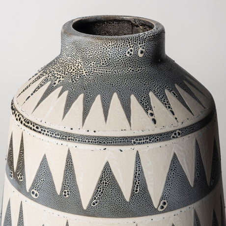 Delaney Large Gray Patterned Ceramic Vase by Mercana at Eve Furniture