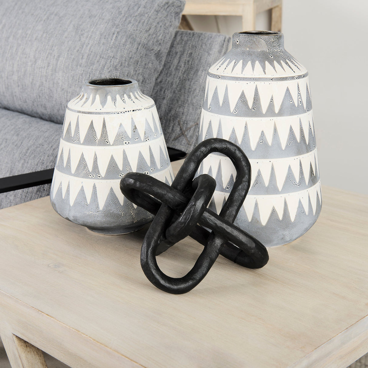 Delaney Large Gray Patterned Ceramic Vase by Mercana at Eve Furniture