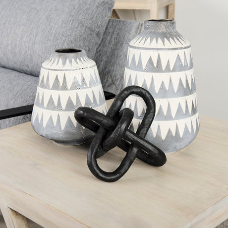Delaney Large Gray Patterned Ceramic Vase by Mercana at Eve Furniture