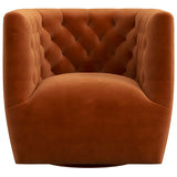 Delaney Mid-Century Modern  Swivel Chair Burnt Orange Velvet