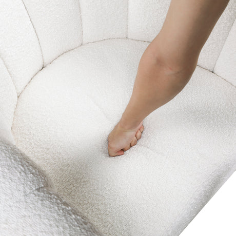 Delaney White Boucle Swivel Chair with Ottoman by Homelegance at Eve Furniture