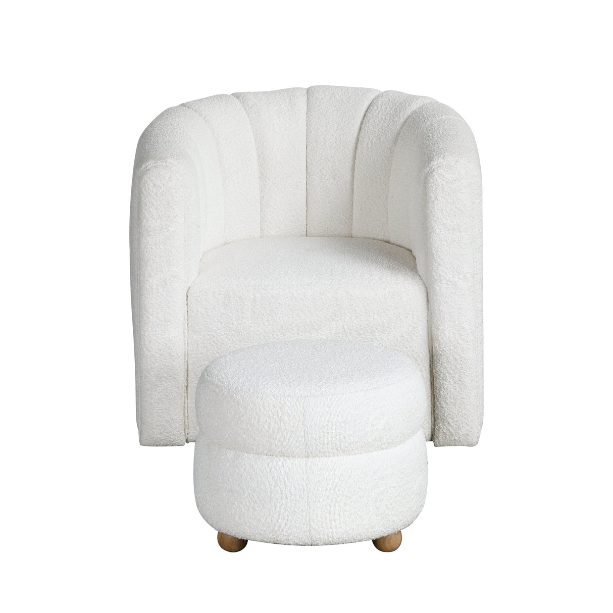 Delaney White Boucle Swivel Chair with Ottoman by Homelegance at Eve Furniture