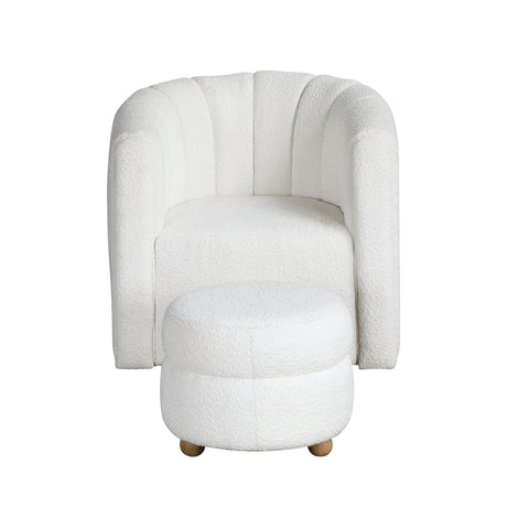 Delaney White Boucle Swivel Chair with Ottoman by Homelegance at Eve Furniture