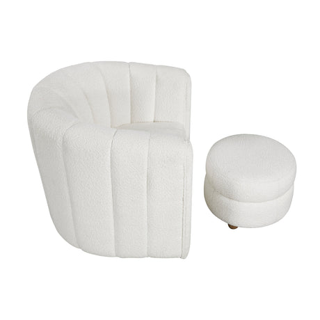 Delaney White Boucle Swivel Chair with Ottoman by Homelegance at Eve Furniture
