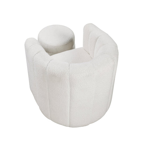 Delaney White Boucle Swivel Chair with Ottoman by Homelegance at Eve Furniture