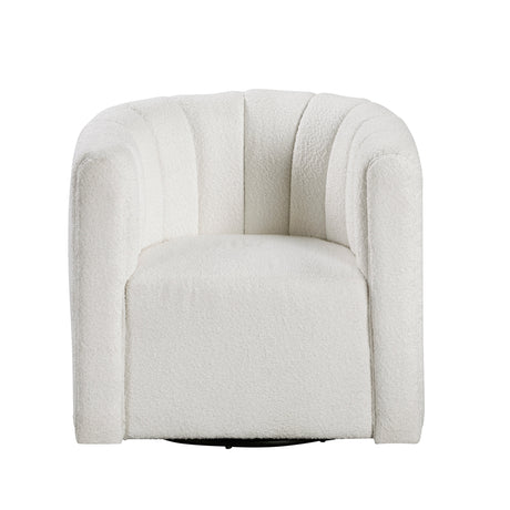 Delaney White Boucle Swivel Chair with Ottoman by Homelegance at Eve Furniture