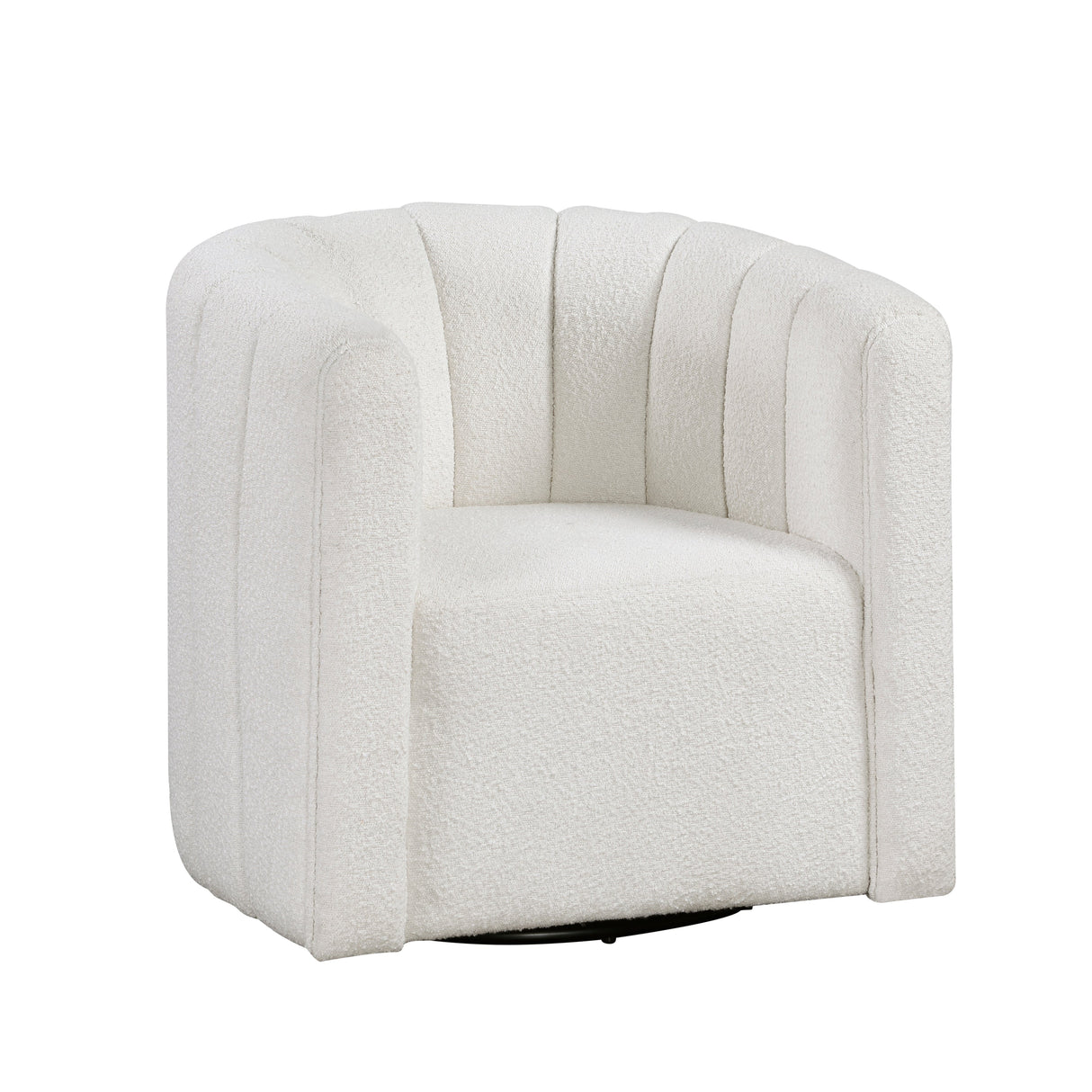 Delaney White Boucle Swivel Chair with Ottoman by Homelegance at Eve Furniture