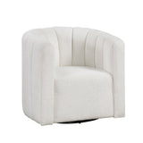 Delaney White Boucle Swivel Chair with Ottoman by Homelegance at Eve Furniture
