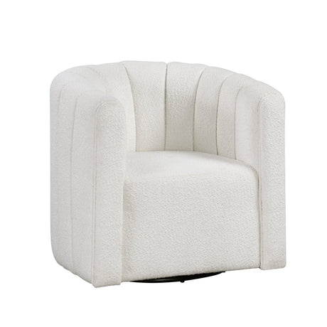 Delaney White Boucle Swivel Chair with Ottoman by Homelegance at Eve Furniture
