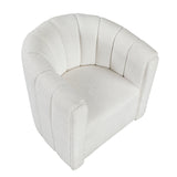 Delaney White Boucle Swivel Chair with Ottoman by Homelegance at Eve Furniture