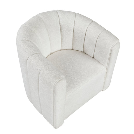 Delaney White Boucle Swivel Chair with Ottoman by Homelegance at Eve Furniture