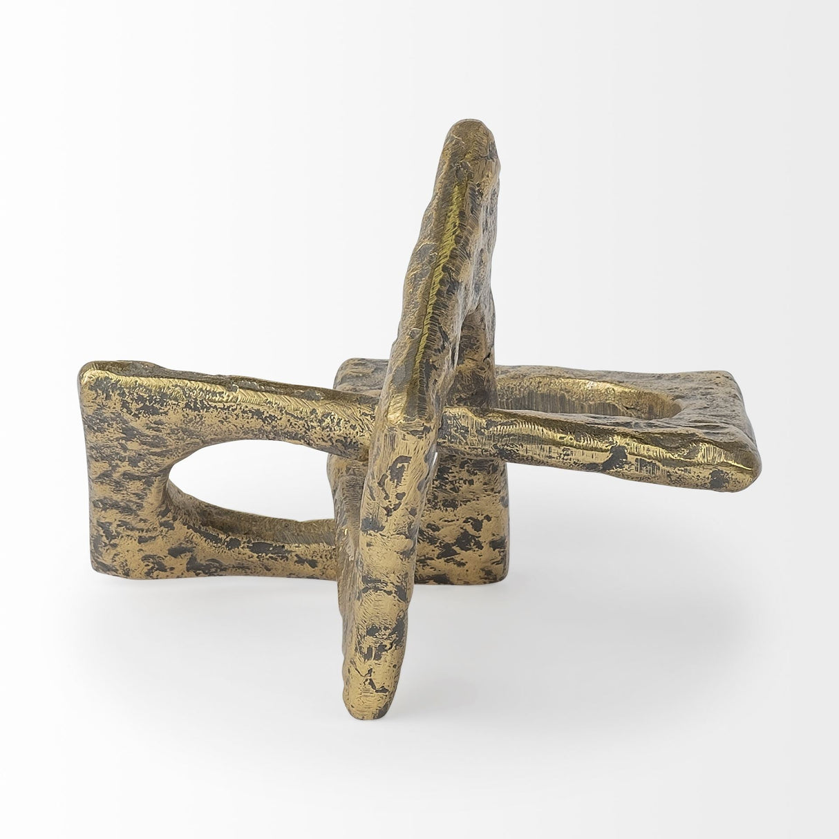 Delaunay I (Large) Gold Hammered Metal Interlinked Patterned by Mercana at Eve Furniture