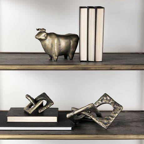 Delaunay I (Large) Gold Hammered Metal Interlinked Patterned by Mercana at Eve Furniture
